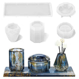 4Pcs Resin Molds Bath Set - Toothbrush Holder & Diffuser Bottle