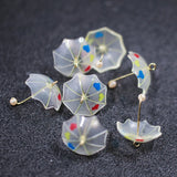 4Pcs Resin Umbrella Heart Charms for Jewelry Making