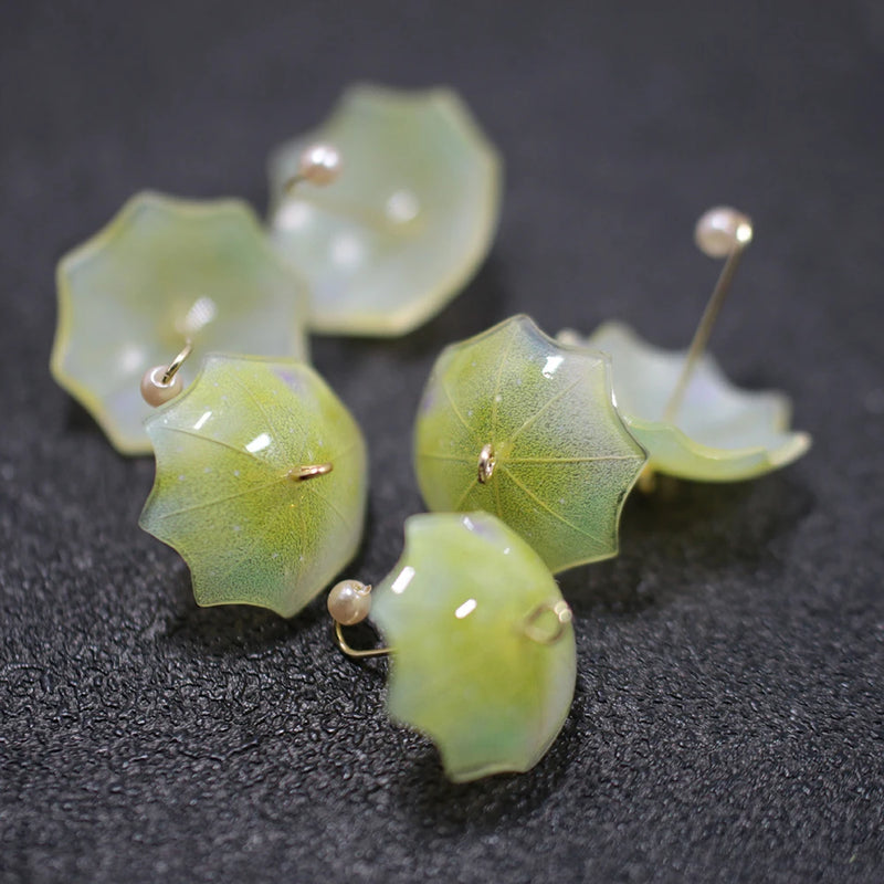 4Pcs Resin Umbrella Heart Charms for Jewelry Making