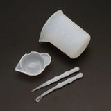4Pcs Reusable Silicone Resin Kit Cups Tools Sticks Spoon UV Epoxy Jewelry