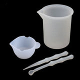 4Pcs Reusable Silicone Resin Kit Cups Tools Sticks Spoon UV Epoxy Jewelry