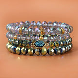 4Pcs/Set Colorful Plated Quartzs Stone Bracelets Natural Druzy Charm Men Women