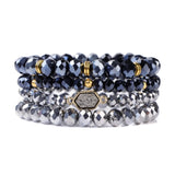 4Pcs/Set Colorful Plated Quartzs Stone Bracelets Natural Druzy Charm Men Women