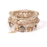 Boho Beads Bracelet Set Glass Beaded Chain, Tassel Charm Wristband