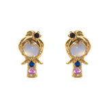 4Pcs/Set Cartoon Characters Silver Needle Stud Earrings for Women Piercing