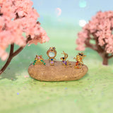 4Pcs/Set Cartoon Characters Silver Needle Stud Earrings for Women Piercing