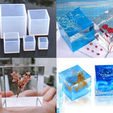 4Pcs/Set Crystal Epoxy Resin Mold Square Jewelry Casting Silicone Mould