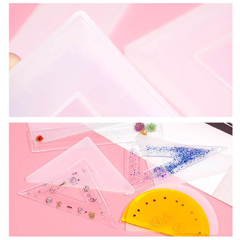 4Pcs Silicone Drawing Ruler Molds for DIY Resin Crafts