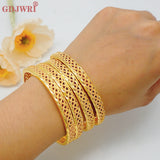 4Pcs Dubai Bangle Bracelet For Women Wedding Jewelry Set