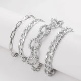 4Pcs/Set Punk Rock Thick Chain Bracelet Set Geometric Charm Jewelry Gift