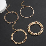 4Pcs/Set Rhinestone Bracelets Set Bangle Men & Women Adjustable Crystal Charm