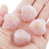 4Pcs Rose Quartz Heart Crystal Engraved Chakra Polished Stones