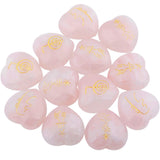 4Pcs Rose Quartz Heart Crystal Engraved Chakra Polished Stones