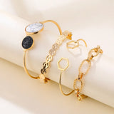 4Pcs/Set Punk Metal Chain Bracelet Women Retro Geometric Twist Bangles Jewelry