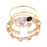 4Pcs/Set Punk Metal Chain Bracelet Women Retro Geometric Twist Bangles Jewelry