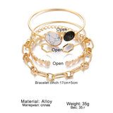 4Pcs/Set Punk Metal Chain Bracelet Women Retro Geometric Twist Bangles Jewelry