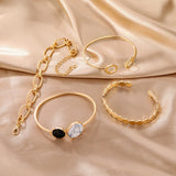 4Pcs/Set Punk Metal Chain Bracelet Women Retro Geometric Twist Bangles Jewelry