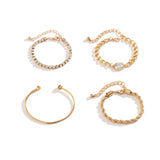 Punk Metal Bracelets Set Clear Rhinestones Crystal Cuff Bangles