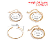 Punk Metal Bracelets Set Clear Rhinestones Crystal Cuff Bangles