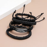 4Pcs Punk Style Adjustable Multilayer Leather Bracelets
