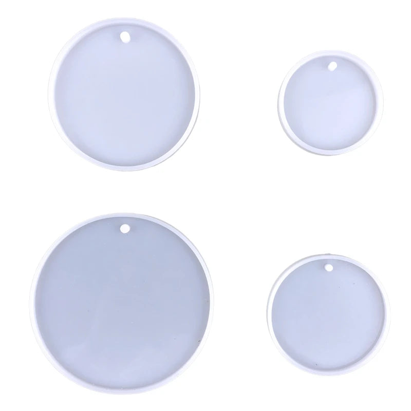 4Pcs Silicone Molds Round Keychain DIY Jewelry Epoxy Resin Crafting