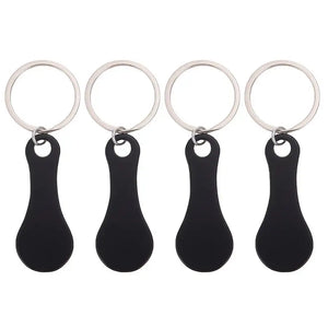 4Pcs Shopping Trolley Tokens Key Rings Stainless Steel Portable Trolley Removers