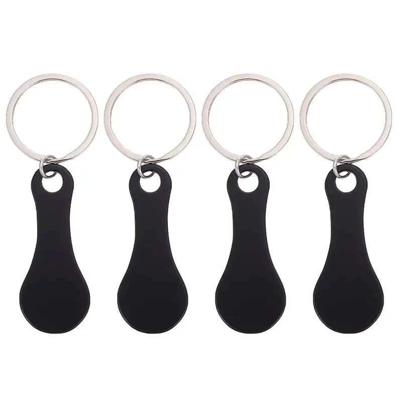 4Pcs Shopping Trolley Tokens Key Rings Stainless Steel Portable Trolley Removers