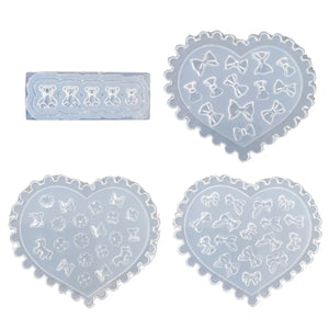 4Pcs Silicone Jewelry Mold Flower Bowtie Bear Resin Mold Epoxy Resin