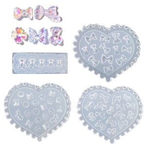 4Pcs Silicone Jewelry Mold Flower Bowtie Bear Resin Mold Epoxy Resin