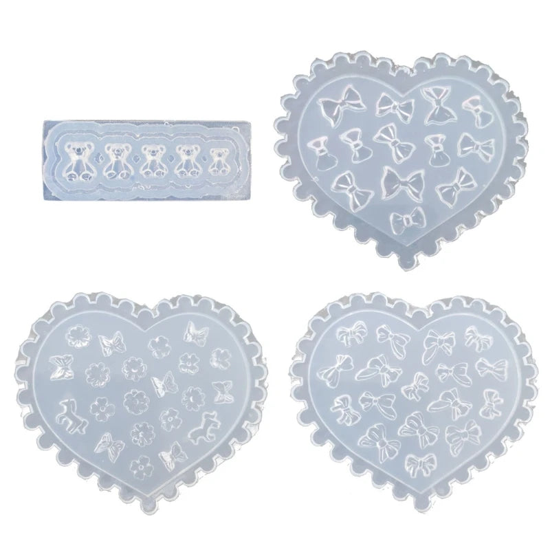 4Pcs Silicone Jewelry Mold Epoxy Resin Casting DIY Nail Art Craft Jewelry Tools