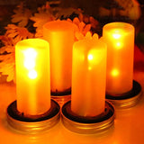 4Pcs Solar LED Mason Jar Torch Flame Garden Outdoor Candle Lantern