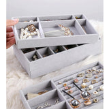 4Pcs Stackable Ring Necklace Bracelet Tray Kit Display Jewelry Drawer Storage