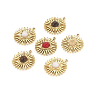 4Pcs Stainless Steel Boho Charms Stone Pendants DIY Jewelry Findings