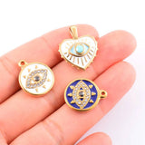 4Pcs Stainless Steel Enamel Heart Charms Plated Eye Charm Pendants