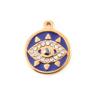 4Pcs Stainless Steel Enamel Heart Charms Plated Eye Charm Pendants