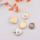 4Pcs Stainless Steel Enamel Heart Charms Plated Eye Charm Pendants
