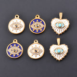 4Pcs Stainless Steel Enamel Heart Charms Plated Eye Charm Pendants
