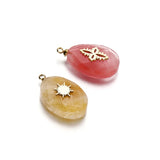 4Pcs Stainless Steel Stone Pendants for DIY Jewelry Accessories