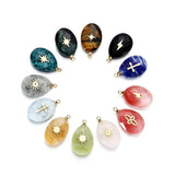 4Pcs Stainless Steel Stone Pendants for DIY Jewelry Accessories