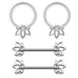 4Pcs Surgical Steel Nipple Piercing Heart Barbell Nipple Rings