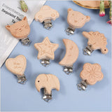 4Pcs Animal Beech Wood DIY Grinding Bar Baby Pacifier Chain Accessories