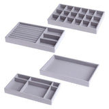 4Pcs Velvet Jewelry Display Tray Case Stackable Jewellery Holder