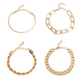 4pc Vintage Cuff Bracelets Set, Electroplated Multi-Style