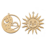 4Pcs Brass Sun Moon Charms Celestial Pendants Diy Jewelry Making