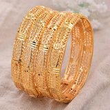 4Pcs Dubai Arab Bracelet&Bangles Women Girl Islam Muslim Wedding Copper Bangle