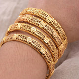 4Pcs Dubai Arab Bracelet&Bangles Women Girl Islam Muslim Wedding Copper Bangle