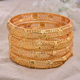 4Pcs Dubai Arab Bracelet&Bangles Women Girl Islam Muslim Wedding Copper Bangle
