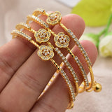 4Pcs Dubai Bangles Zircon Stone Bracelets&Bangles