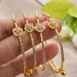 4Pcs Dubai Bangles Zircon Stone Bracelets&Bangles