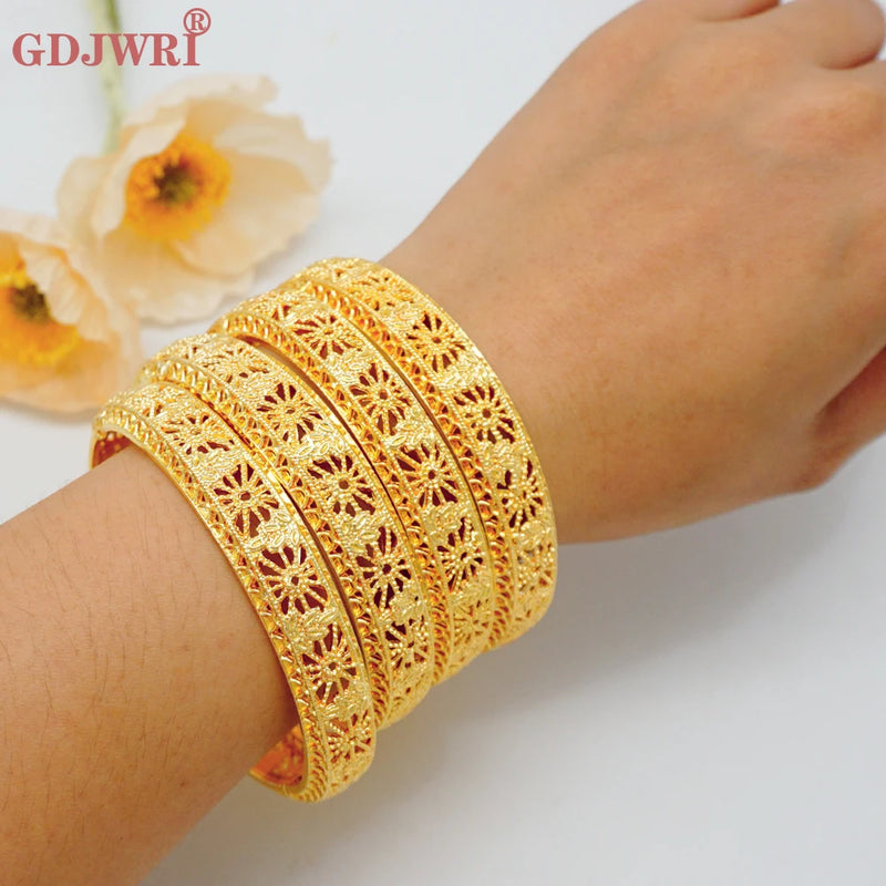 4Pcs Dubai Bangles African Jewelry Middle East Wedding Jewellery